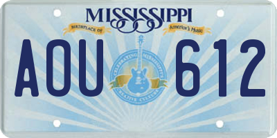 MS license plate AOU612