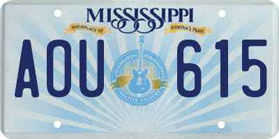 MS license plate AOU615