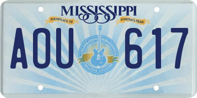 MS license plate AOU617