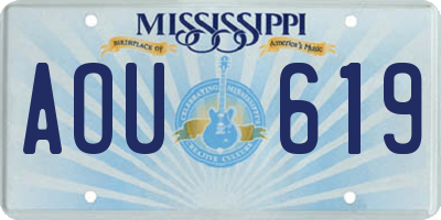 MS license plate AOU619