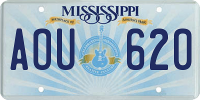 MS license plate AOU620