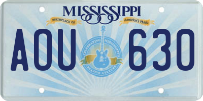 MS license plate AOU630