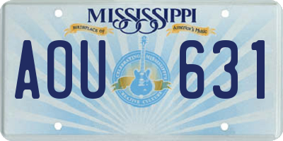 MS license plate AOU631
