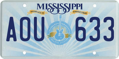 MS license plate AOU633