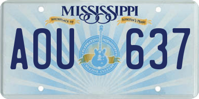 MS license plate AOU637