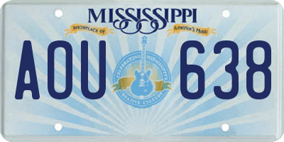 MS license plate AOU638