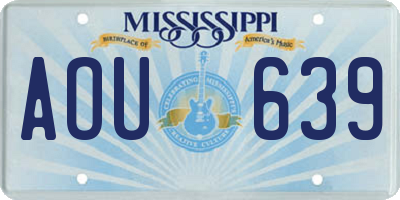 MS license plate AOU639