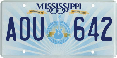 MS license plate AOU642