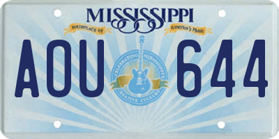 MS license plate AOU644