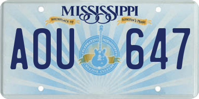 MS license plate AOU647