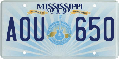 MS license plate AOU650