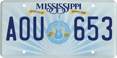 MS license plate AOU653