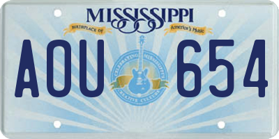 MS license plate AOU654