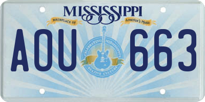 MS license plate AOU663