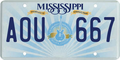 MS license plate AOU667