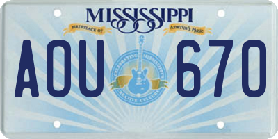 MS license plate AOU670