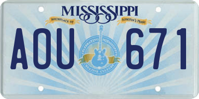 MS license plate AOU671