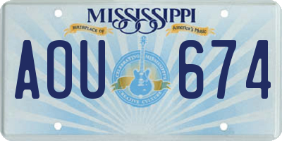 MS license plate AOU674