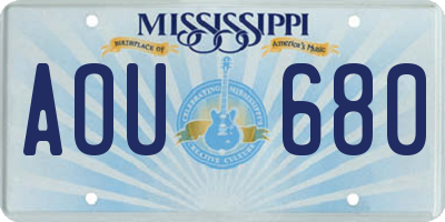 MS license plate AOU680