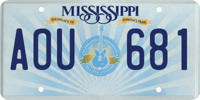 MS license plate AOU681