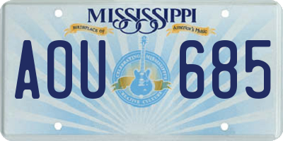 MS license plate AOU685