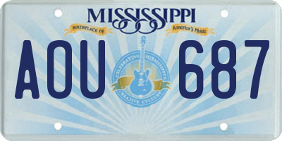 MS license plate AOU687