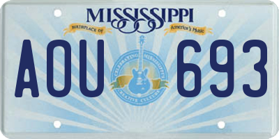 MS license plate AOU693