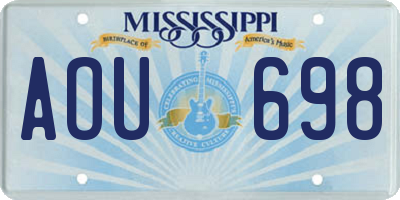 MS license plate AOU698