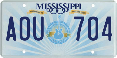MS license plate AOU704