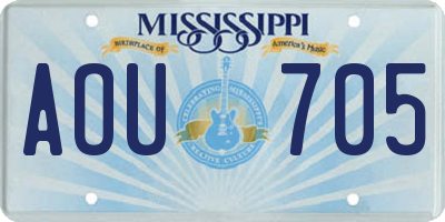 MS license plate AOU705