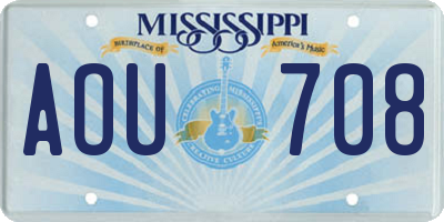 MS license plate AOU708