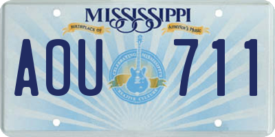 MS license plate AOU711