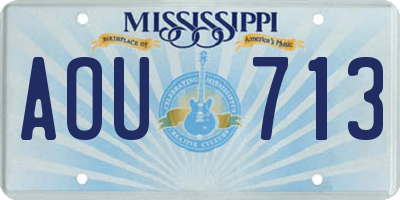 MS license plate AOU713