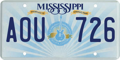 MS license plate AOU726