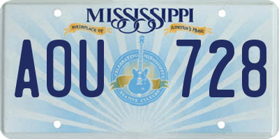 MS license plate AOU728