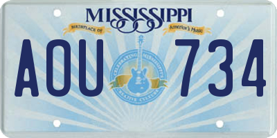 MS license plate AOU734