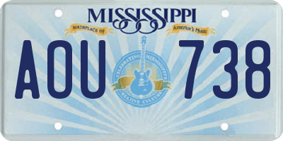 MS license plate AOU738