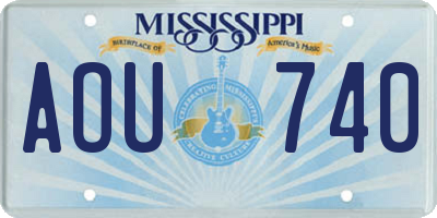 MS license plate AOU740