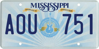 MS license plate AOU751