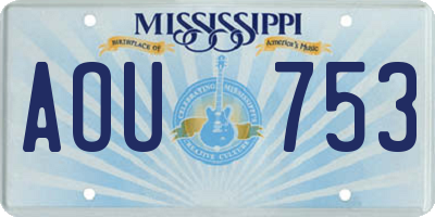 MS license plate AOU753