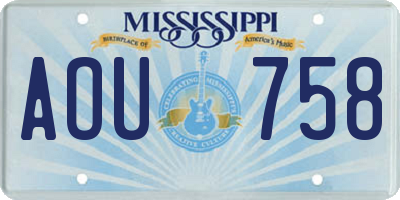 MS license plate AOU758