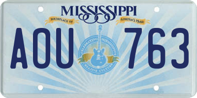 MS license plate AOU763