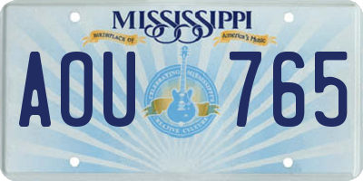 MS license plate AOU765
