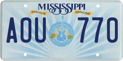 MS license plate AOU770