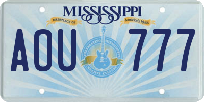 MS license plate AOU777