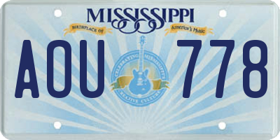MS license plate AOU778