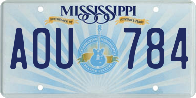 MS license plate AOU784