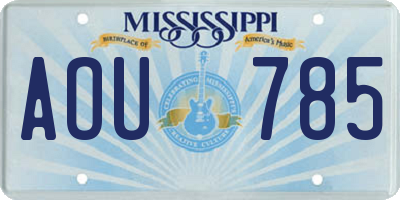 MS license plate AOU785