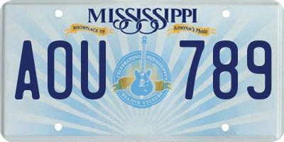 MS license plate AOU789