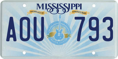 MS license plate AOU793